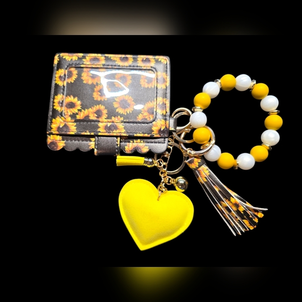 Sunflower Pattern Wallet and Keychain Set - Picture 2 of 2